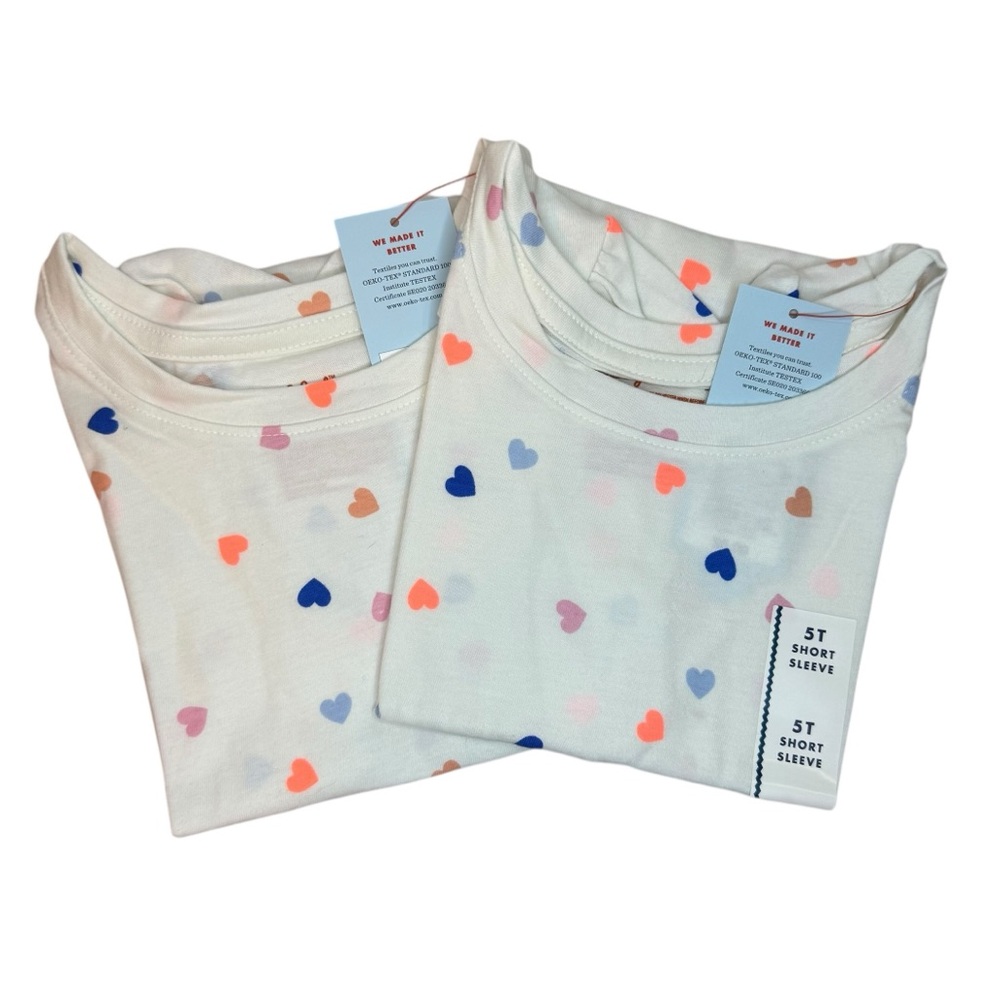 Cat‎ & Jack Toddler Girls' Heart T-Shirt Size 5T - 2 Pack NWT
